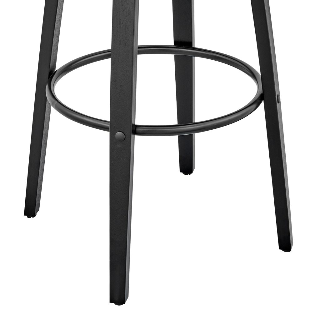 26 Inch Leatherette Barstool with Curved Back, Gray and Black - View 4