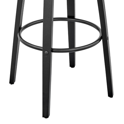 26 Inch Leatherette Barstool with Curved Back, Gray and Black - View 4