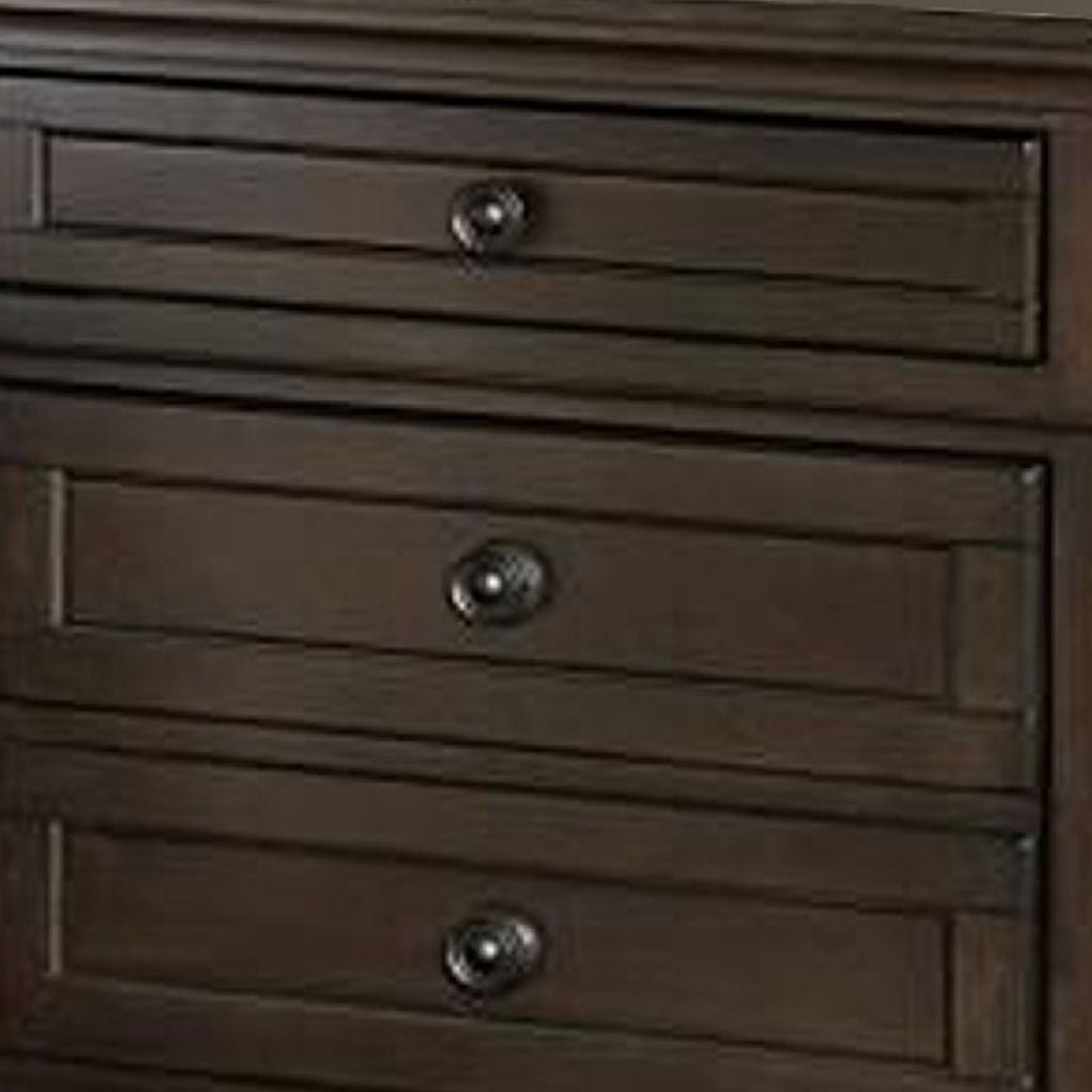 Wooden Mid Century Design Night Stand Chest With Hidden Drawer, Dark Brown - View 4