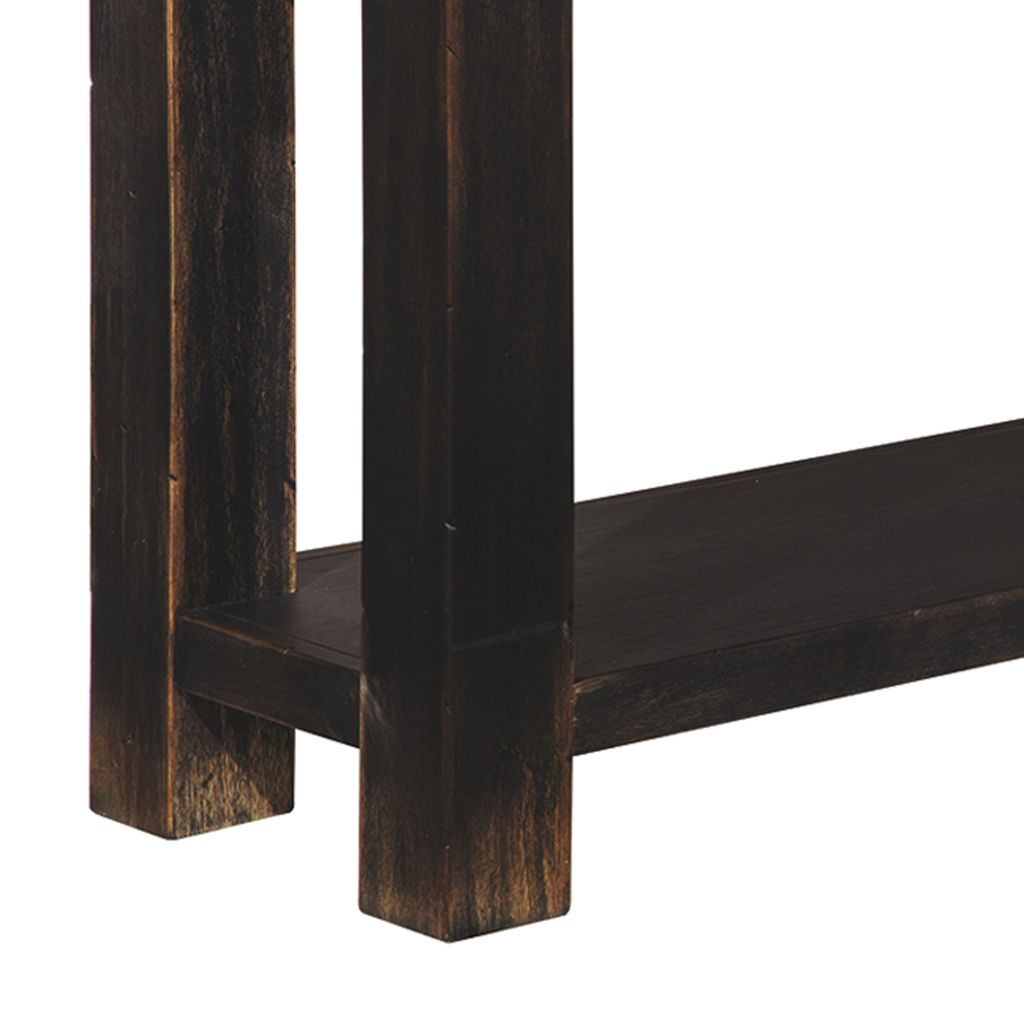 Wooden Sofa Table with Four Drawers and One Shelf, Weathered Black - View 2
