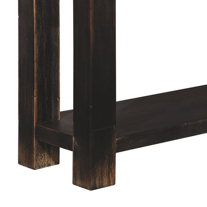 Wooden Sofa Table with Four Drawers and One Shelf, Weathered Black - View 2