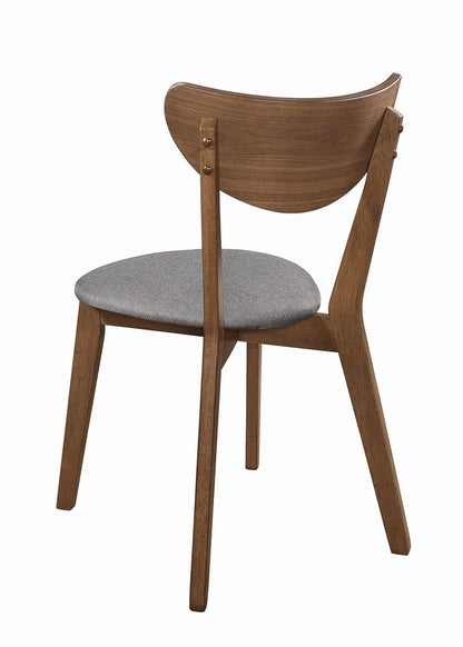 Wooden Plectrum Shape Padded Seat Dining Chair, Set of 2, Brown and Gray - View 4