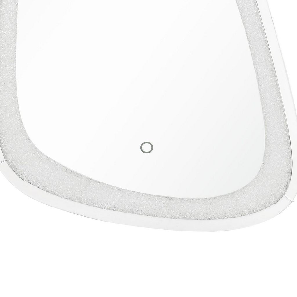 Irregular Beveled Wall Mirror with Touch Led, Silver - View 5