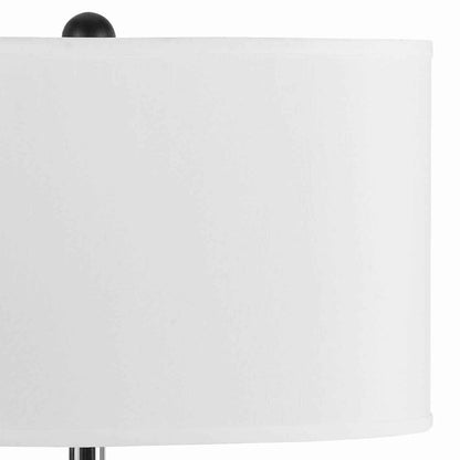 Glass Body Table Lamp with Drum Shade and Bubble Design, Blue and White - View 4