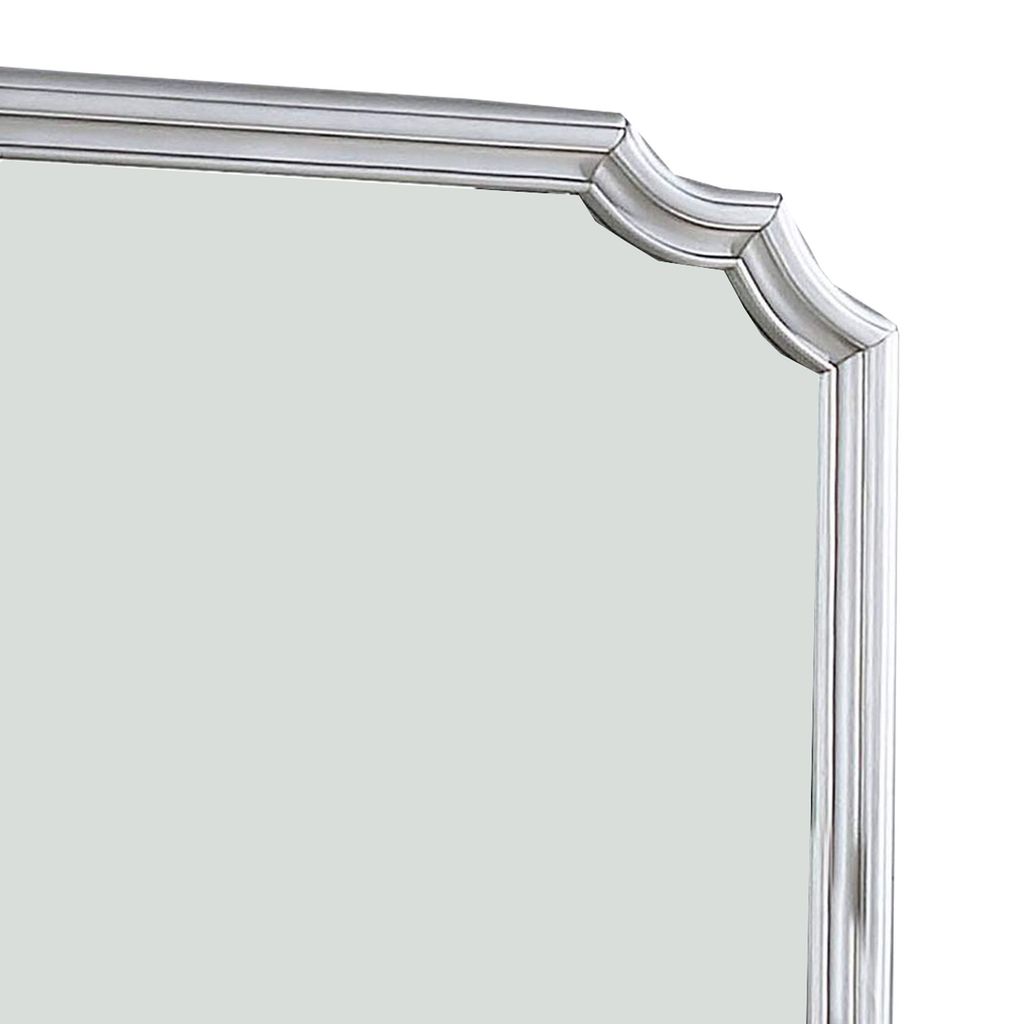 Mirror with Scooped Corner and Molded Detail, Silver - View 4