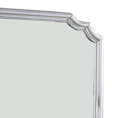 Mirror with Scooped Corner and Molded Detail, Silver - View 4