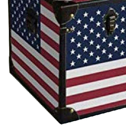 Wooden Trunks with US Flag Print and Metal Corner Accent, Set of 3, Multicolor - View 2