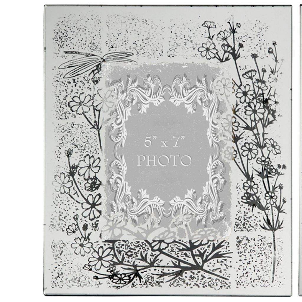 Modern Etched Wooden Photo Frames, Large, Set of 4, Silver - View 4