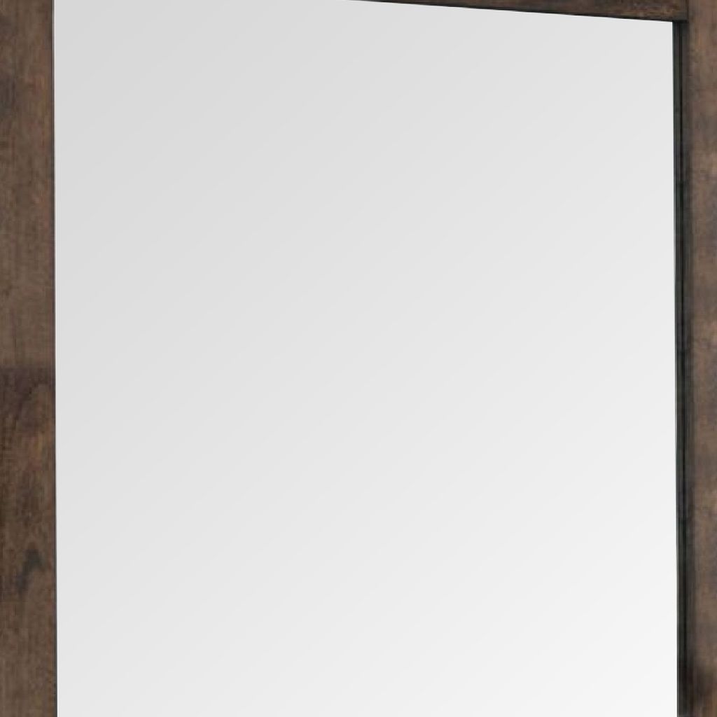 41 Inch Wood Portrait Mirror, Beveled Trim Top, Wood Grain, Oak Brown - View 4