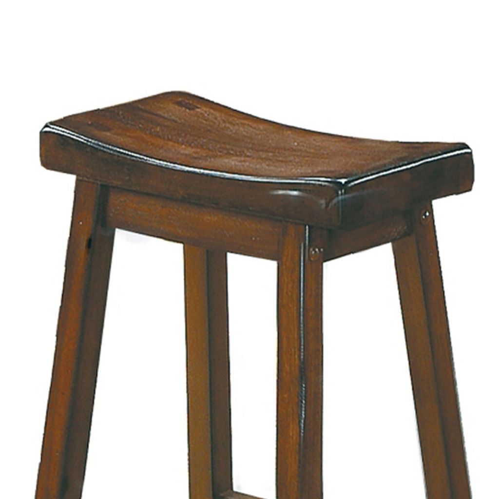 Wooden 29" Counter Height Stool with Saddle Seat, Distressed Cherry, Set Of 2 - View 4