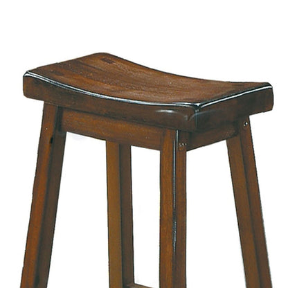 Wooden 29" Counter Height Stool with Saddle Seat, Distressed Cherry, Set Of 2 - View 4
