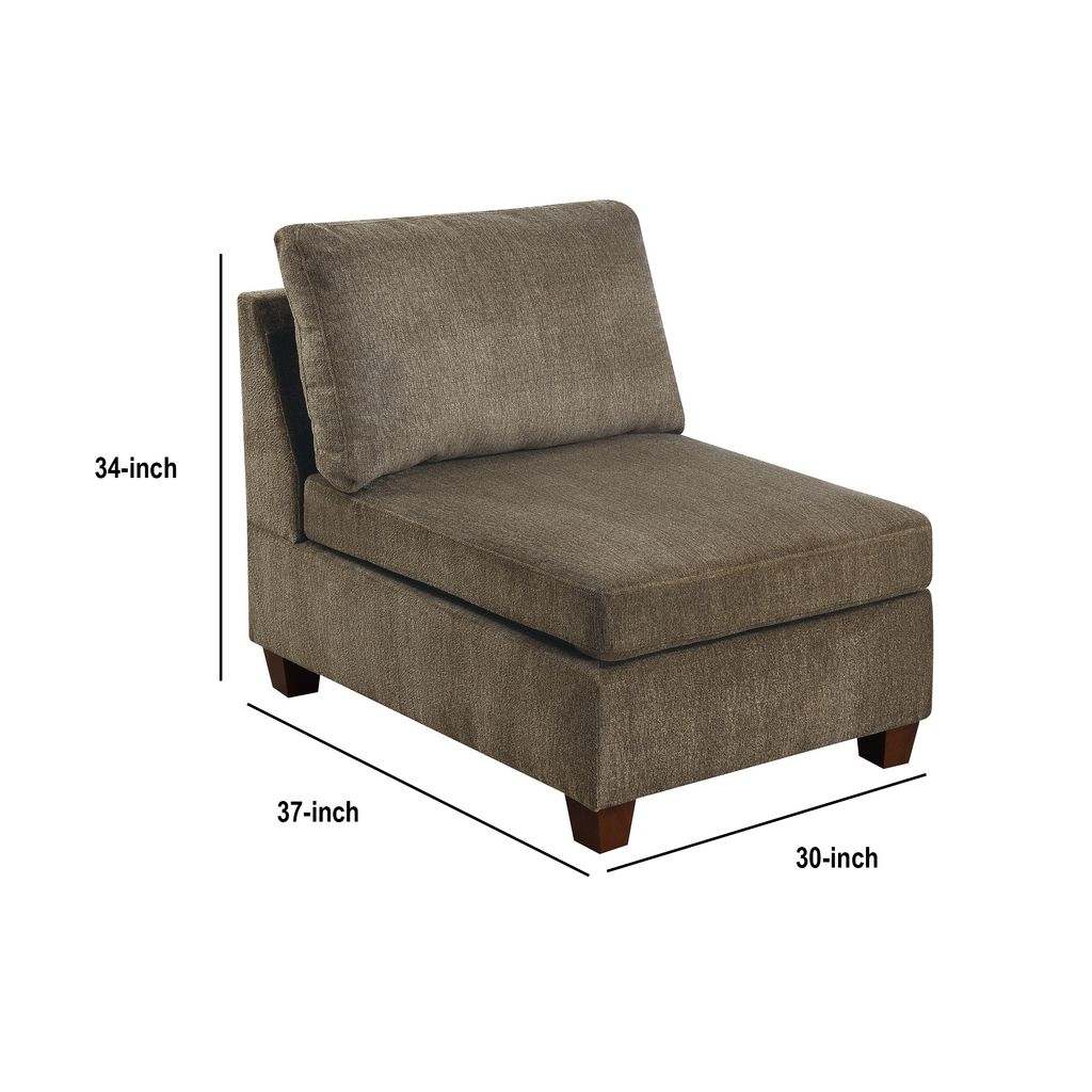 Fabric Armless Chair with Loose Back Pillows, Brown - View 6