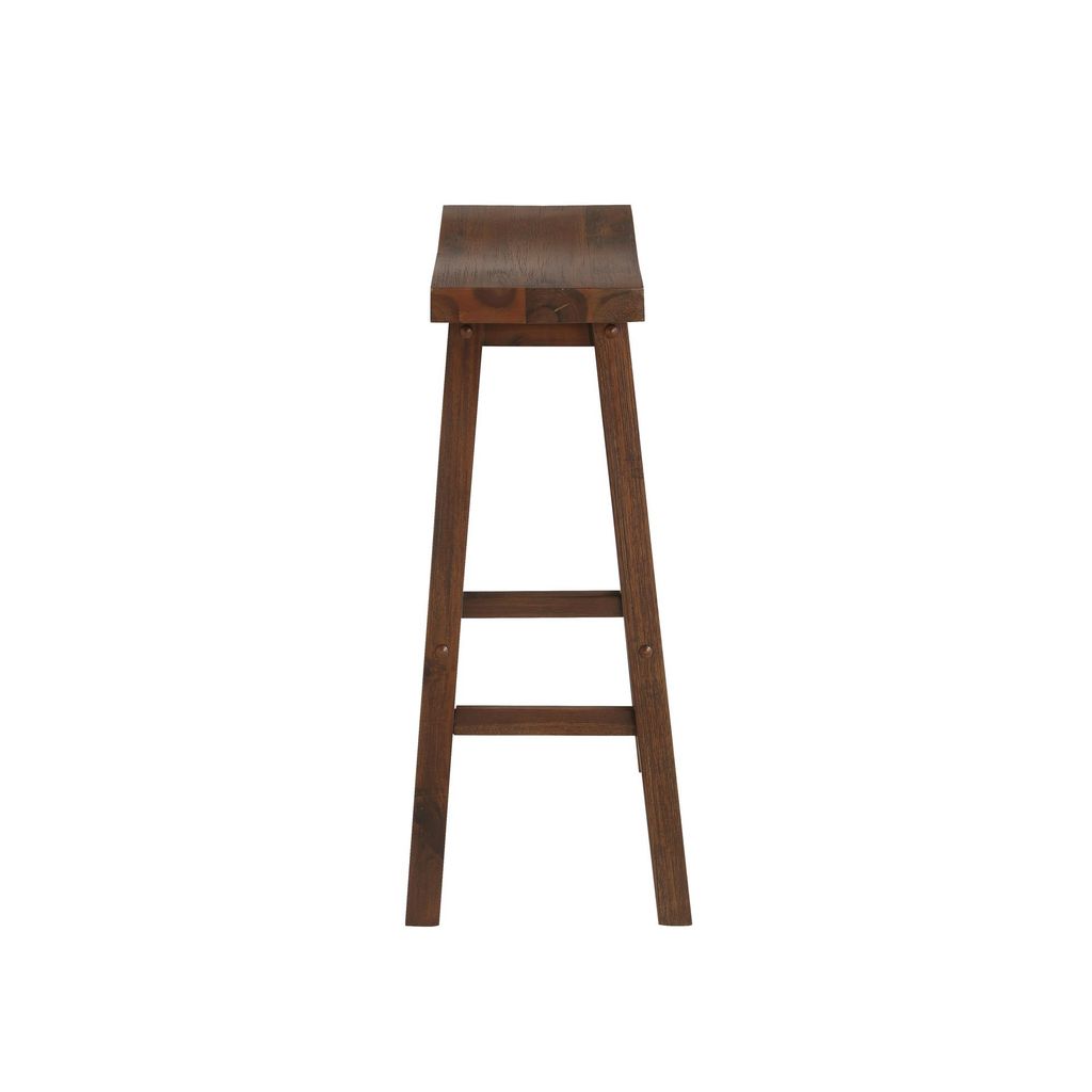 Saddle Design Wooden Barstool with Grain Details, Brown - View 3