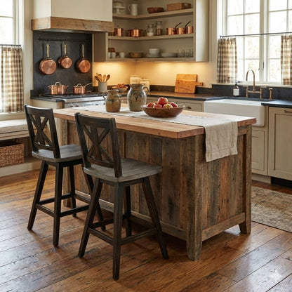 Farmhouse Swivel Counter Height Chair with X Shaped Back, Set of 2, Antique Gray, Black - View 7