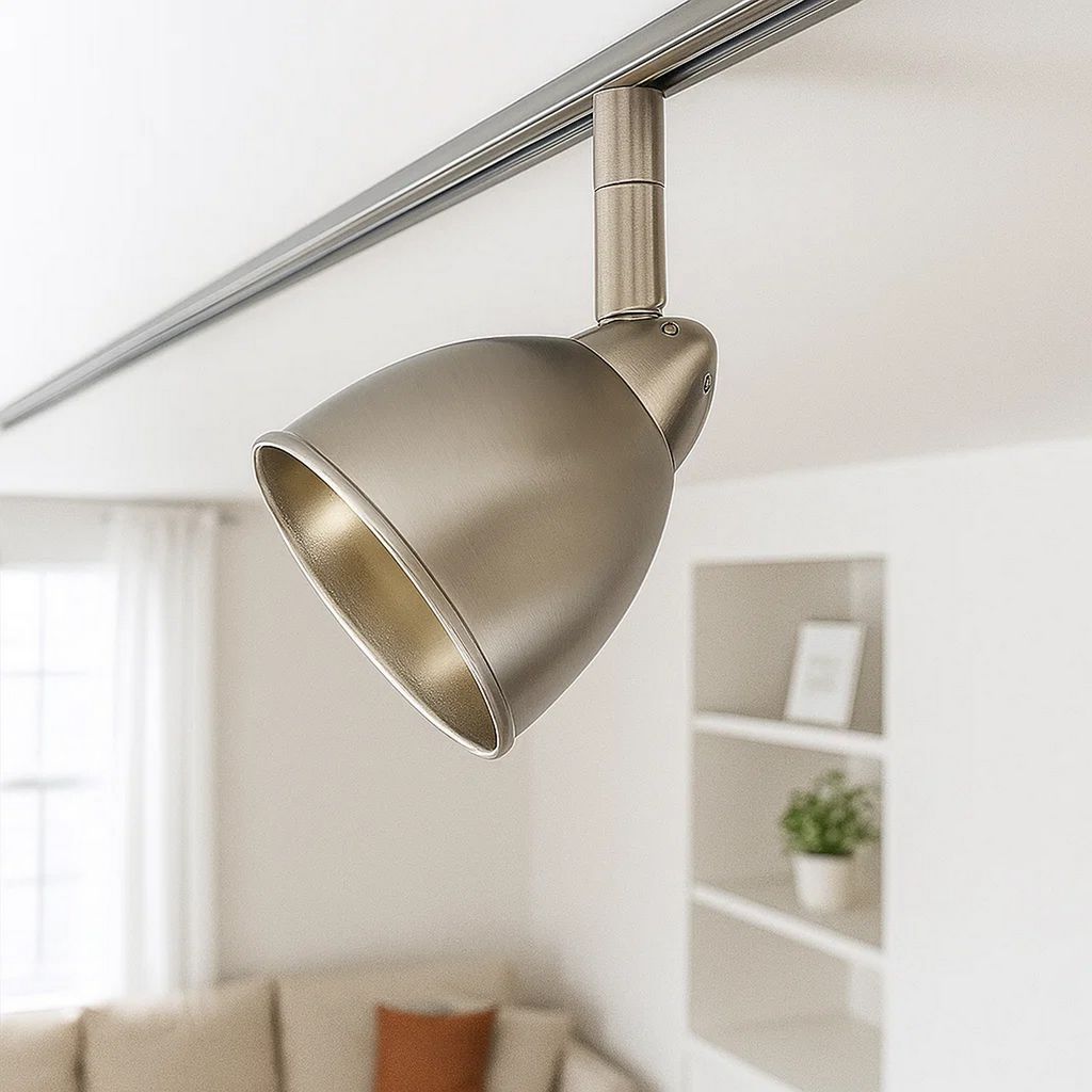 Round Metal Shade Track Light Head and Frame, Silver - View 7