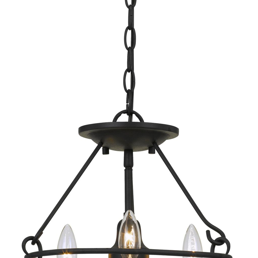 60 X 3 Watt Metal Frame Pendant with Hardwired Switch, Textured Gray - View 3