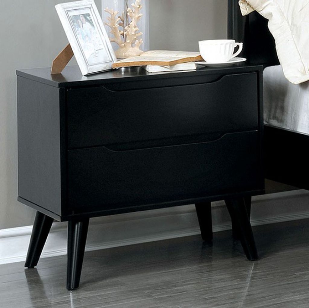 Lennart Mid Century Modern Nightstand, Black - View 2