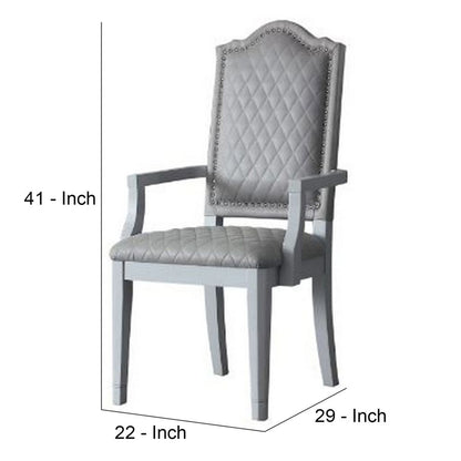 Arm Chair with Padded Seat and Arched Top, Set of 2, Beige - View 6