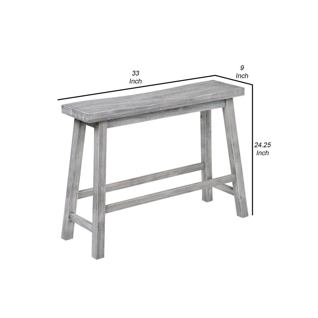 Saddle Design Wooden Bench with Grain Details, Gray - View 6