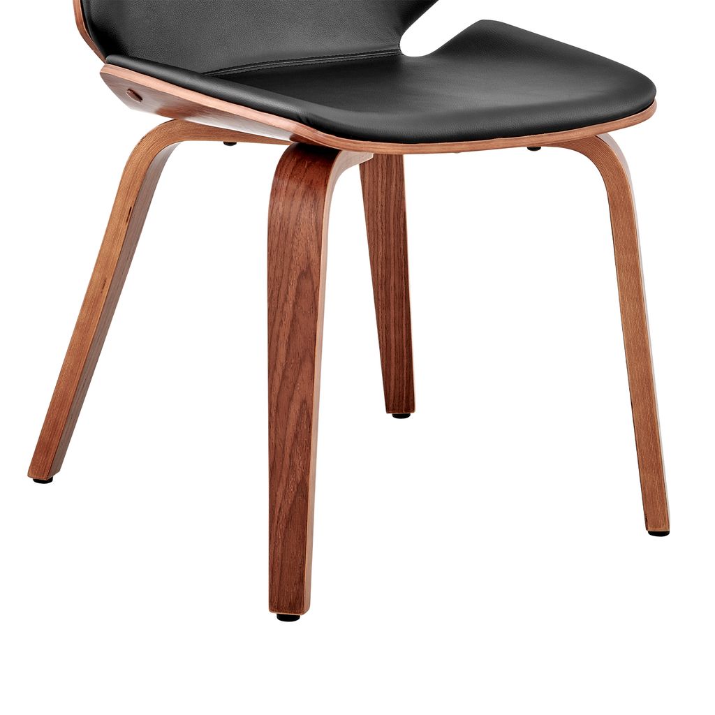 Leatherette Dining Chair with Slightly Curved Seat, Black - View 4