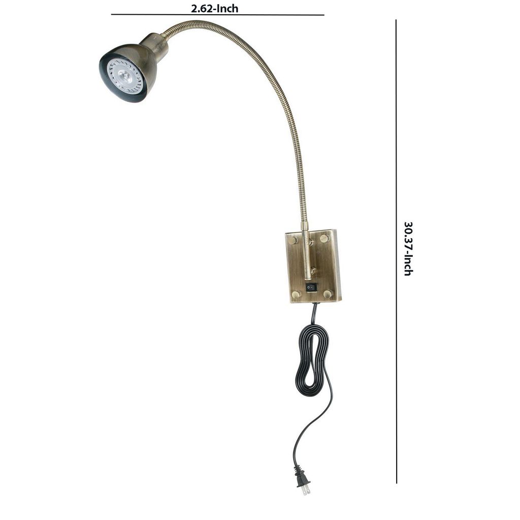 Metal Round Wall Reading Lamp with Plug In Switch, Silver and Gray - View 6