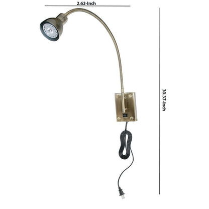Metal Round Wall Reading Lamp with Plug In Switch, Silver and Gray - View 6