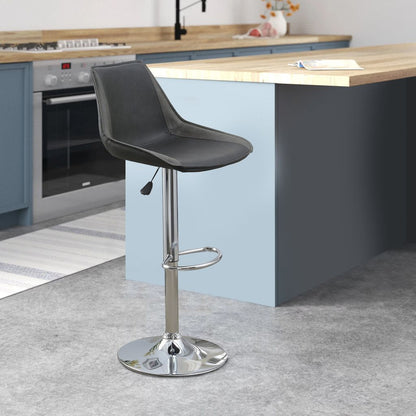 Carl 25-29 Inch Vegan Faux Leather Bar Stool, Adjustable Height, Set of 2, Gray Seat - View 6
