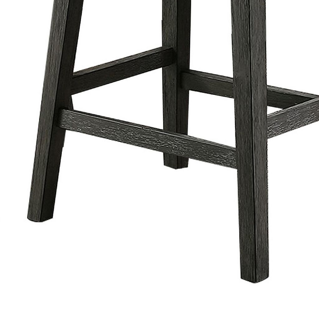 Fabric Saddle Counter Stool with Nailhead Trim, Set of 2, Gray - View 5