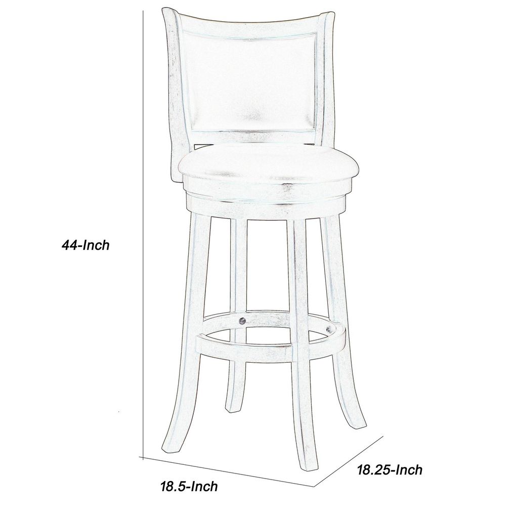 Curved Swivel Barstool with Leatherette Padded Seating, Brown and Black - View 5