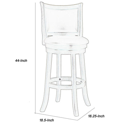 Curved Swivel Barstool with Leatherette Padded Seating, Brown and Black - View 5