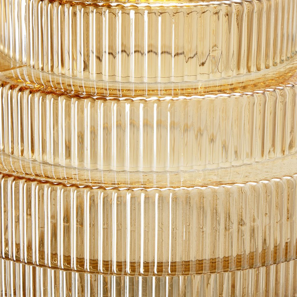 Rae 10 Inch Glass Vase, Geometric Round, Amber Yellow and Clear Finish - View 2