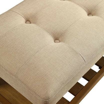 Wooden Bench, Beige & Oak - View 2
