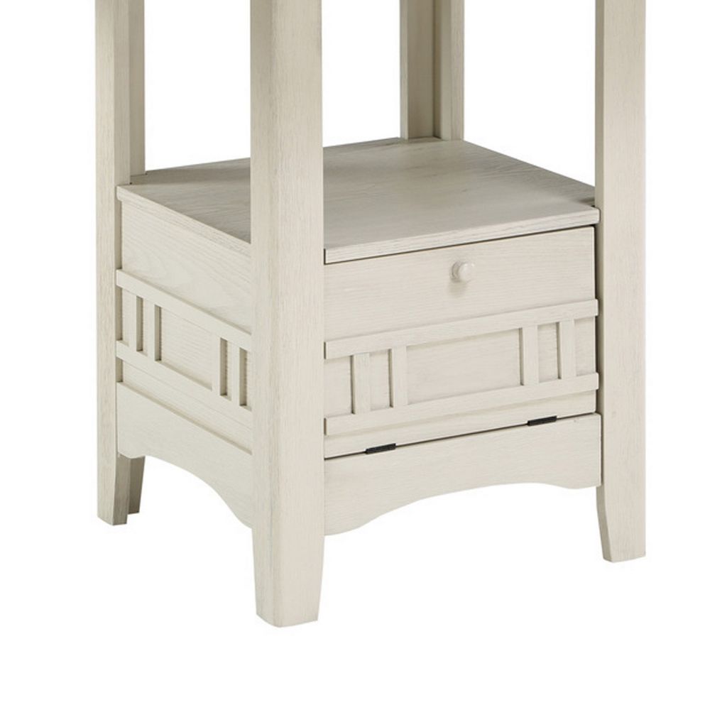 Glee 42-60 Inch Extendable Counter Height Table, Antique White and Brown - View 3