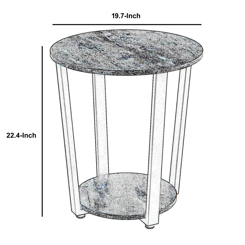 Stylish Iron and Wood End Table with Open Bottom Storage Shelf, Brown and Black - View 7