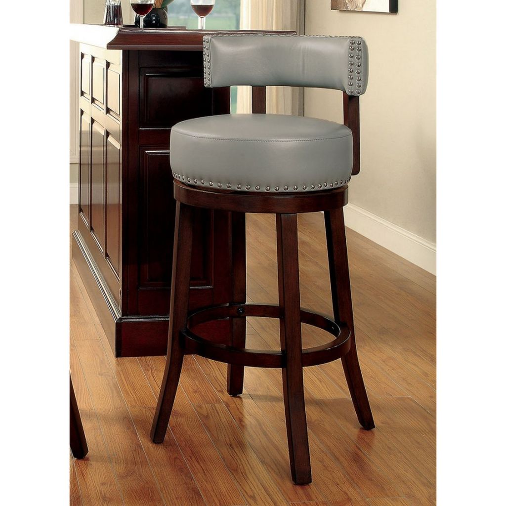 Shirley Contemporary 29" Barstool With pu Cushion, Gray Finish, Set of 2 - View 3