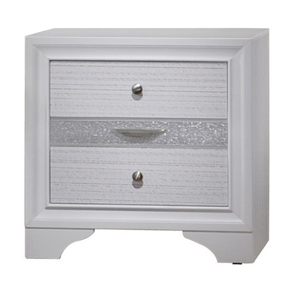 Stylish 3 Drawers Wood Nightstand By Naima , White