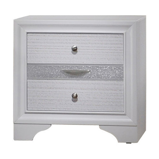 Stylish 3 Drawers Wood Nightstand By Naima , White