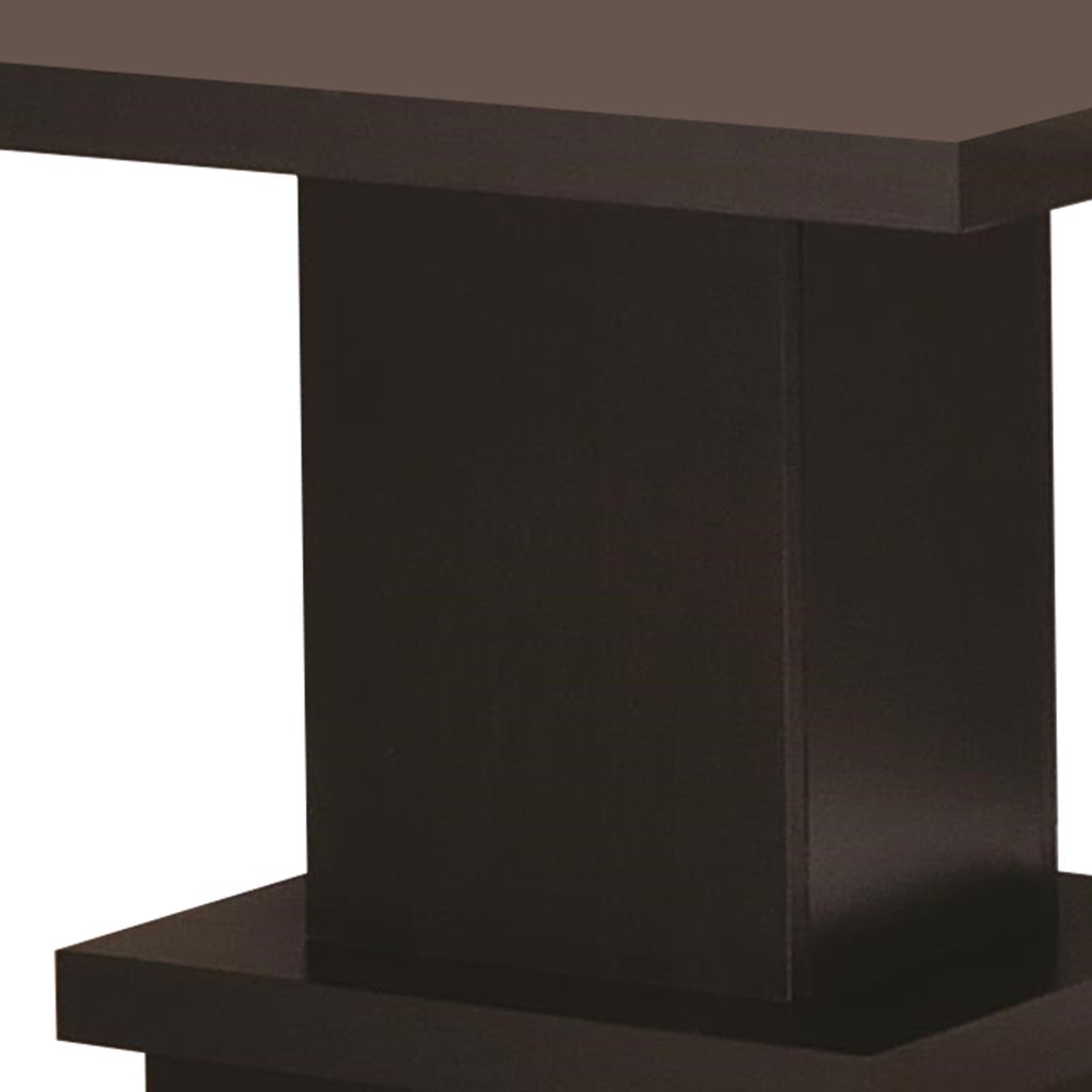 Contemporary End Table With Pedestal Base, Cappuccino Brown - View 5