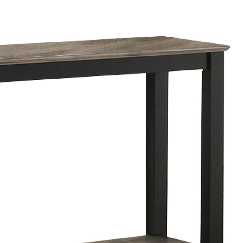 Wooden Console Table with One Open Shelf, Black and Gray - View 4