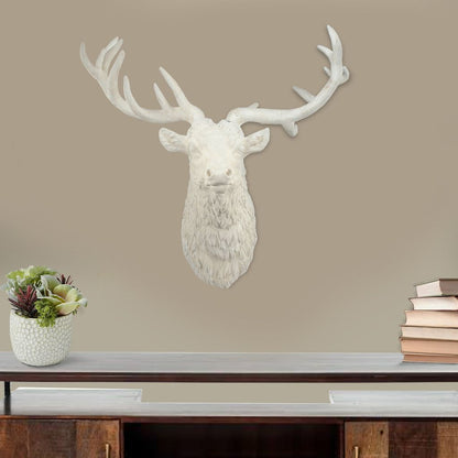 Magnesia Deer Head Wall Accent, White - View 7