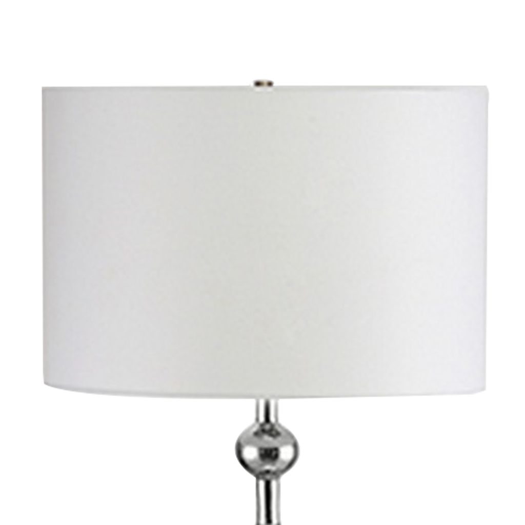 Floor Lamp with Metal Frame and Crystal Accent, White - View 2