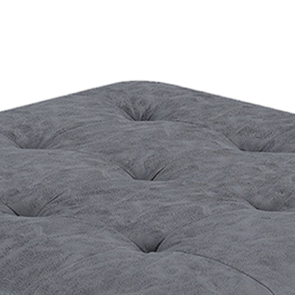 Contemporary Leatherette Rectangular tufted Ottoman, Gray - View 3