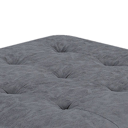 Contemporary Leatherette Rectangular tufted Ottoman, Gray - View 3