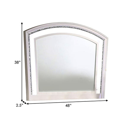 Wall Mirror with LED light and Crystal Accents, White - View 6