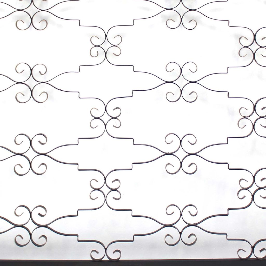 Rectangular Metal Frame Wall Decor with Curved Design Accents, Black - View 4