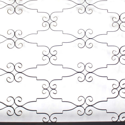 Rectangular Metal Frame Wall Decor with Curved Design Accents, Black - View 4