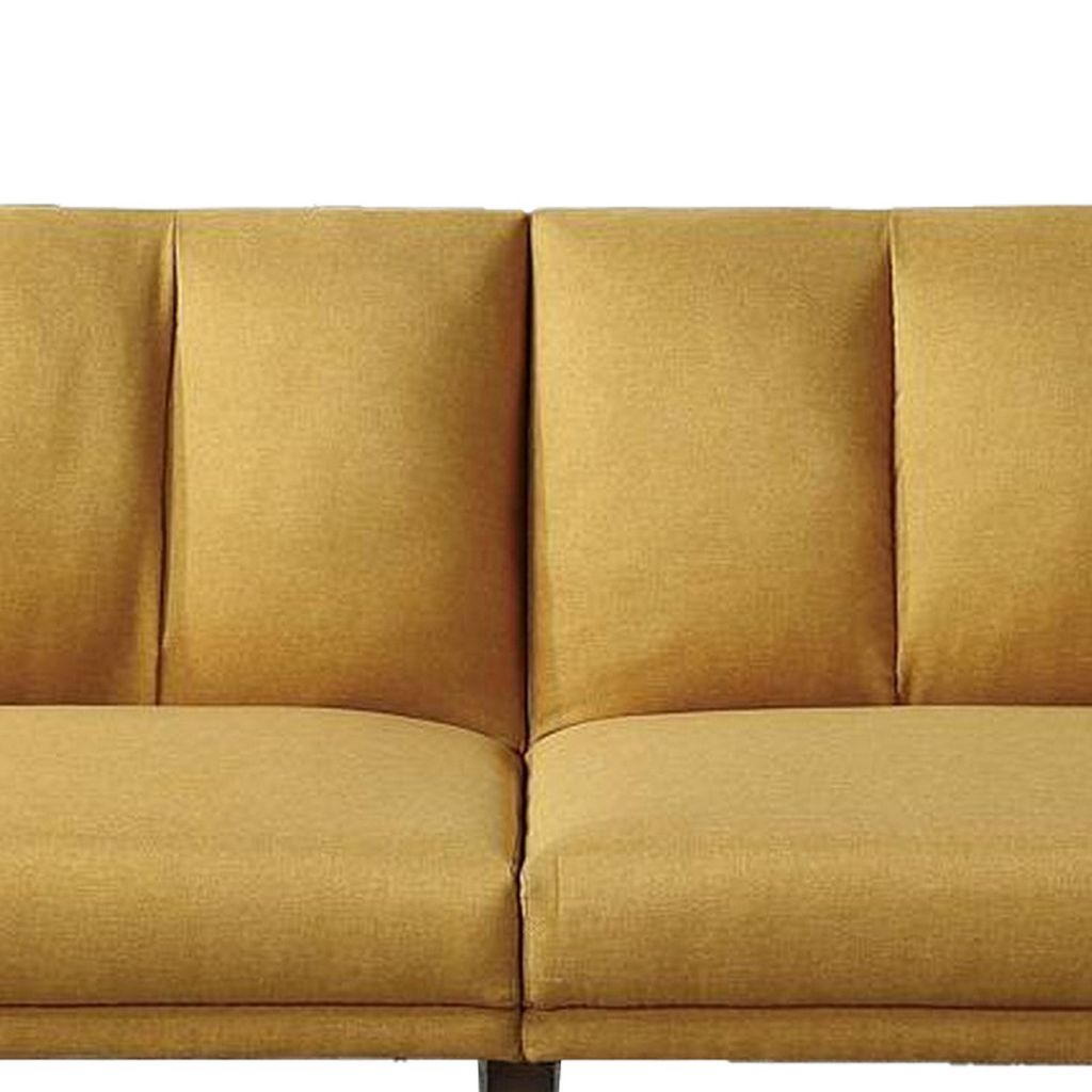 Adjustable Upholstered Sofa with Track Armrests and Angled Legs, Yellow - View 3