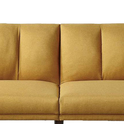 Adjustable Upholstered Sofa with Track Armrests and Angled Legs, Yellow - View 3
