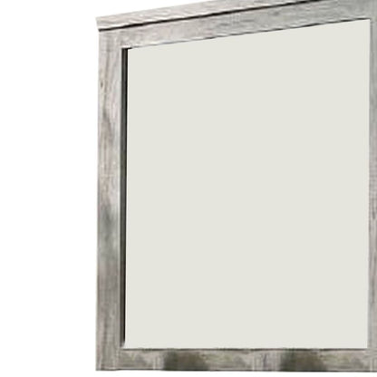 Wall Mirror with Rectangular Frame and Molded Details, Gray - View 2