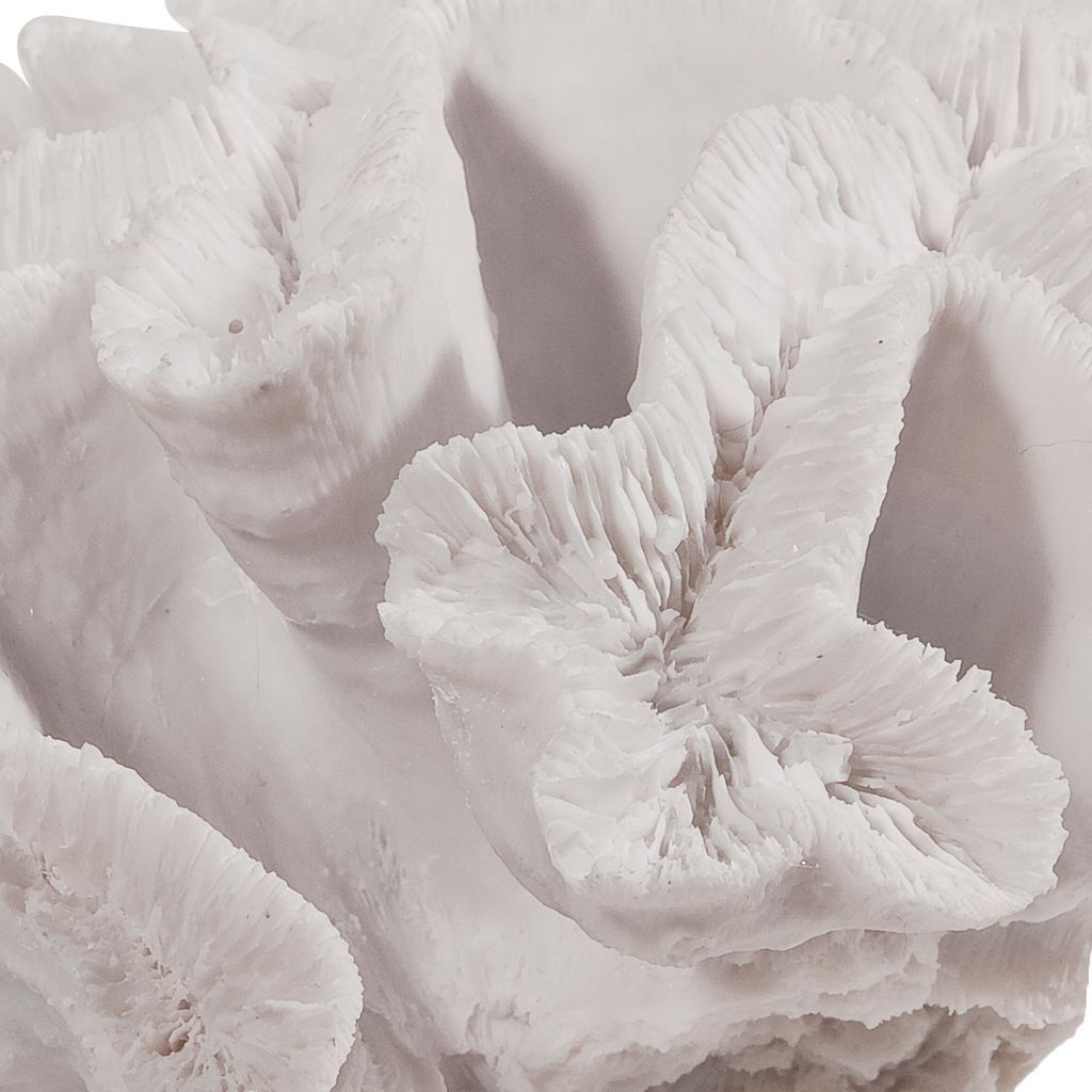 Lily 9 Inch Faux Coral Table Figurine, Polyresin Textured Sculpture, White - View 2